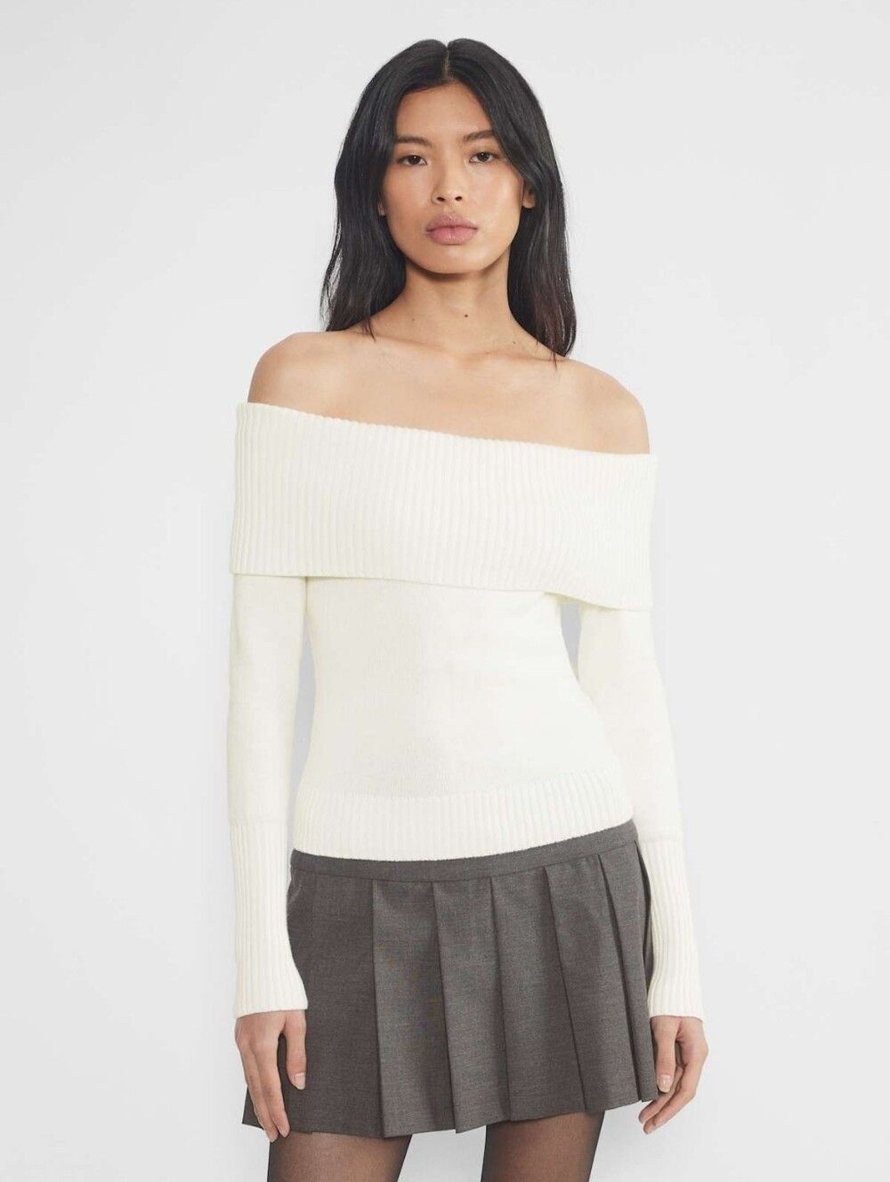 Sunday Best Aritzia Ivory Topaz Off the Shoulder Cotton Cashmere Sweater